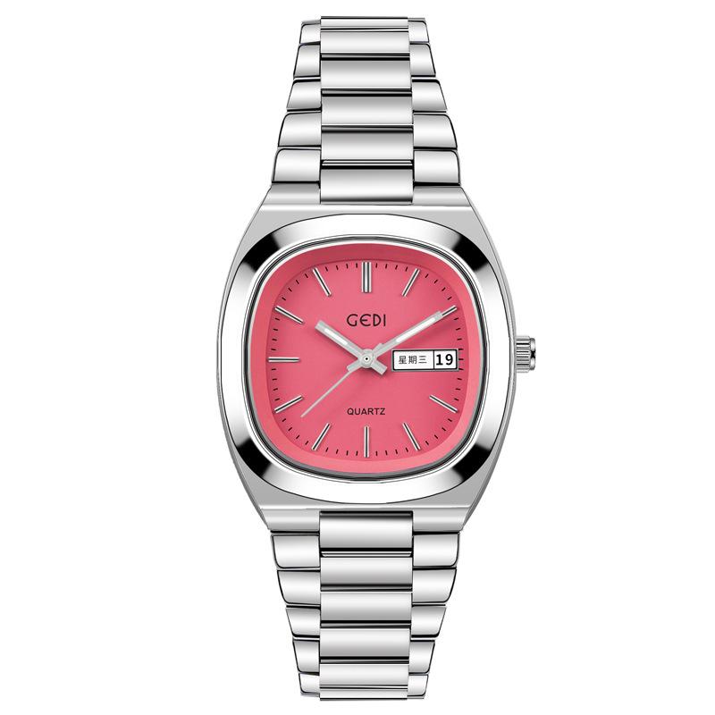 Simple Double Calendar Women S Watch High Value Solid Steel Waterproof Watch Women S Niche Oval Quartz Watch
