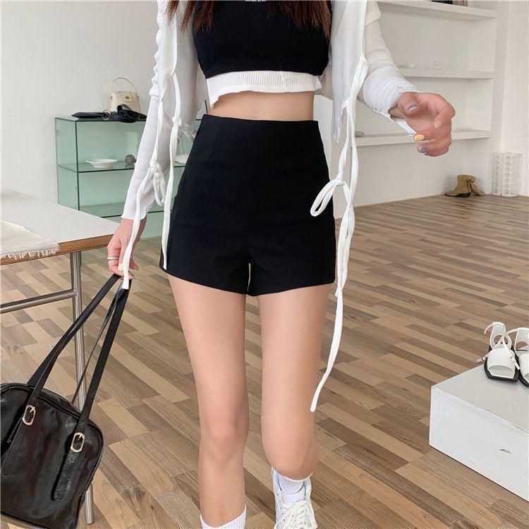 Black High-Waist Slimming A-Line Hotpants for Women