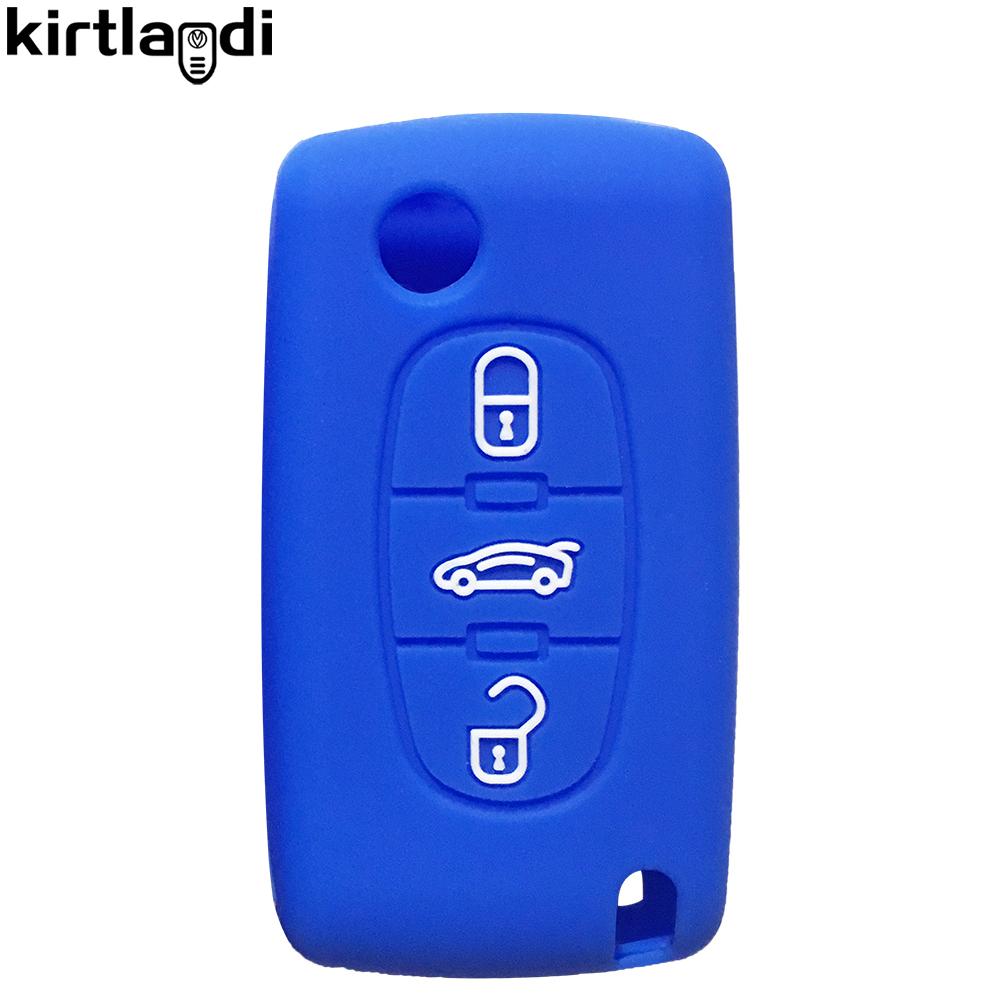Silicone Car Key Case Remote Holder Key Cover Fob Shell For Peugeot 206 207 208 307 308 407 408 3008 Expert For Citroen C4 C5