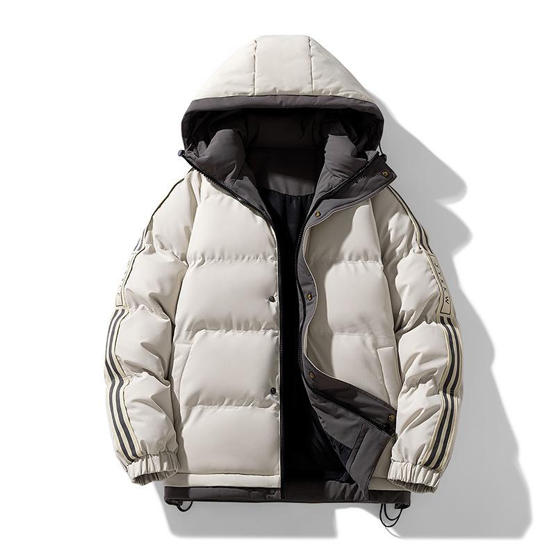Baumwollwattierter Herren-Kapuzenmantel für Herbst und Winter, verdickte und Samt-Neue Baumwollwattierte Jacke.