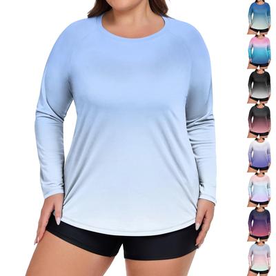 Women's Print Large Size Long Sleeve Swimsuit Sun  Jacket Quick Dry Hiking Top