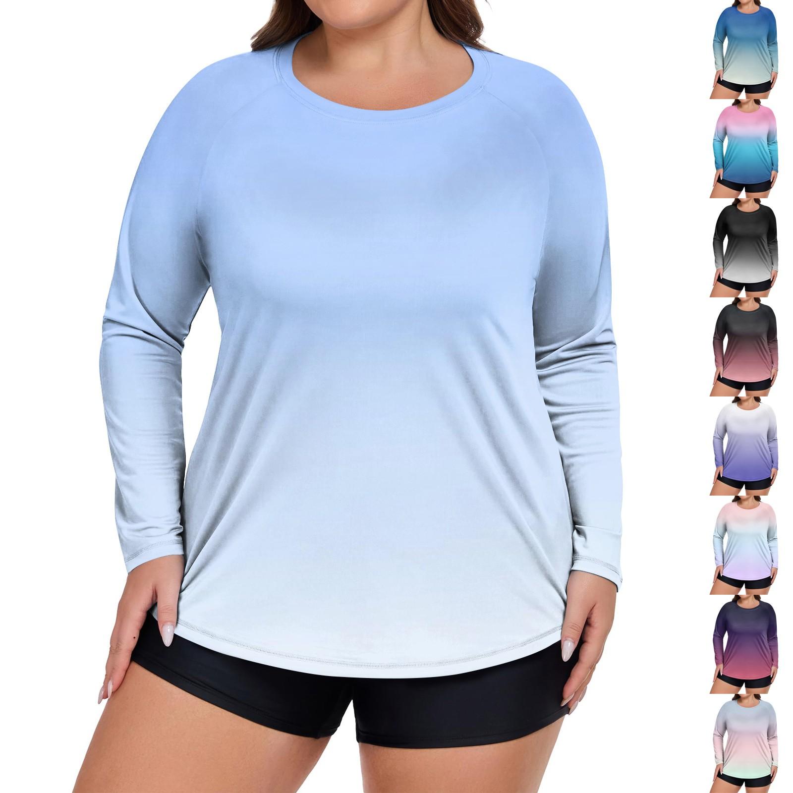 

Жіночий купальник з принтом великого розміру з довгим рукавом, сонцезахисна куртка, швидкосохнучий топ для хайкінгу XL