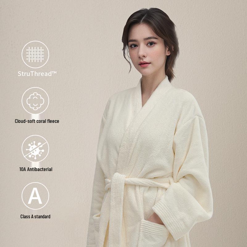 Women's Thick Antibacterial Quick-Dry Cloud Velvet Bathrobe - Autumn/Winter