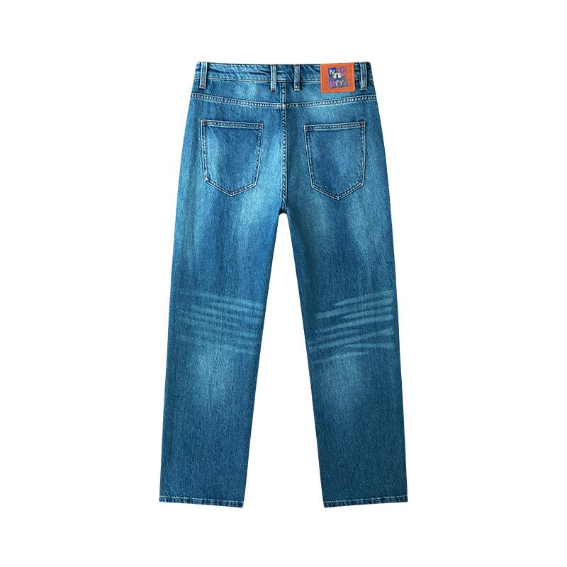 NVG·YOUNG Men's Distressed Straight-Leg Tencel Jeans