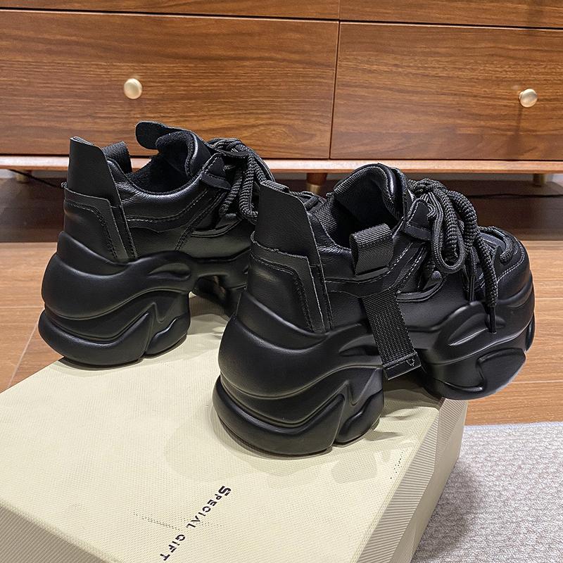8CM Heels Autumn Chunky Sneakers for Women 2024 New Breathable Mesh Platform Sports Shoes Woman Thick Bottom Dad Shoes Ladies