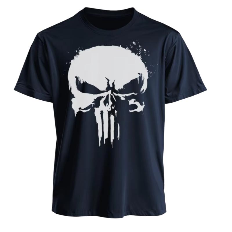 Marvel TShirt Men Women Punisher American Classic Sporty Oversized Short Sleeve Distressed Skull Graphic Edgy Streetwear Tee
