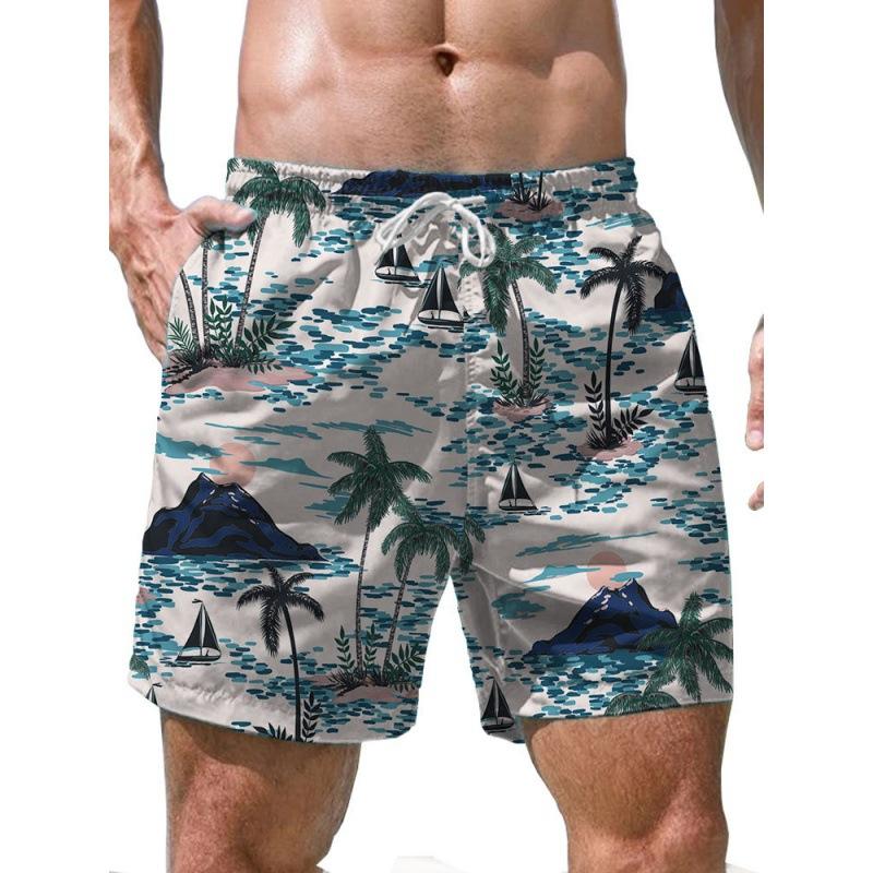Summer 3D Beach Scenery Print Shorts Fashionable Casual Beach Men's Shorts