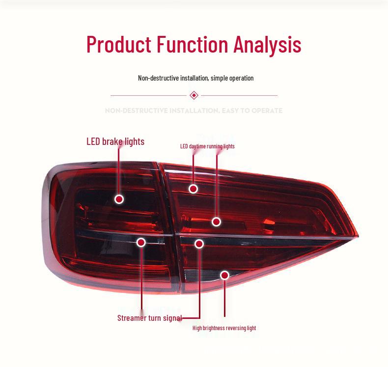 LED Taillight Assembly with Sequential Turn Signal for 15-18 Volkswagen Sagitar.