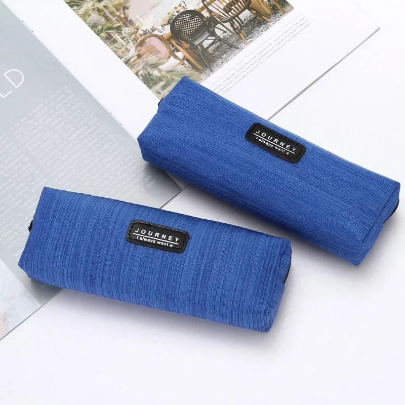 1PC Simple Pen Bag Oxfordcloth Pencil-box Box Pencil Organizer Case Grey Blue Boy Gift School Supplies Korean Stationery