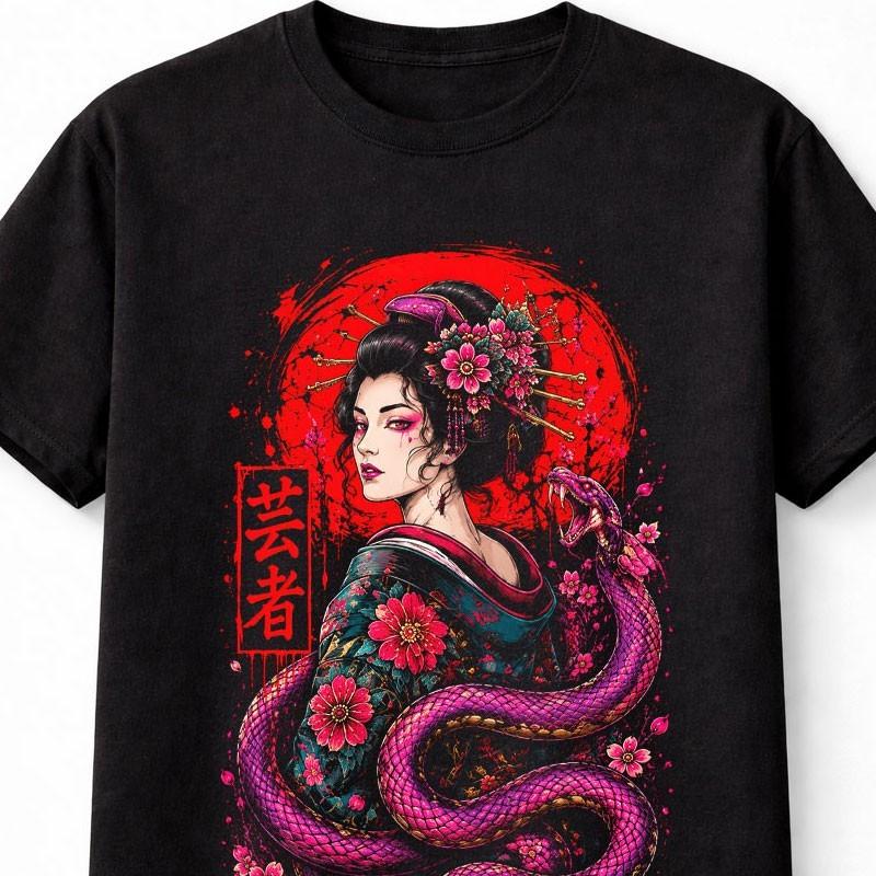 Geisha Snake Japanese Anime Unisexga Samurai Unisex TShirt