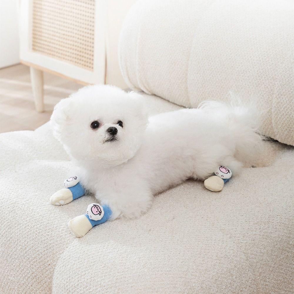 4pcs Cartoon Pet Socks Anti Slip Puppy Shoes High Quality Pet Dog Accessories
