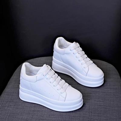 Hidden Heel White Shoes Female 8cm New Platform Spring and Autumn Leisure All-Matching Platform Shoes