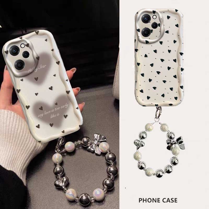 Case For Vivo V60 V40 V50 Lite Y31 5G Y33S Y21S Y28 4G Y17S Y04 Y03 Y29S Y28S Y18 Y400 Bracelet Chain Fashion Love Heart Cover