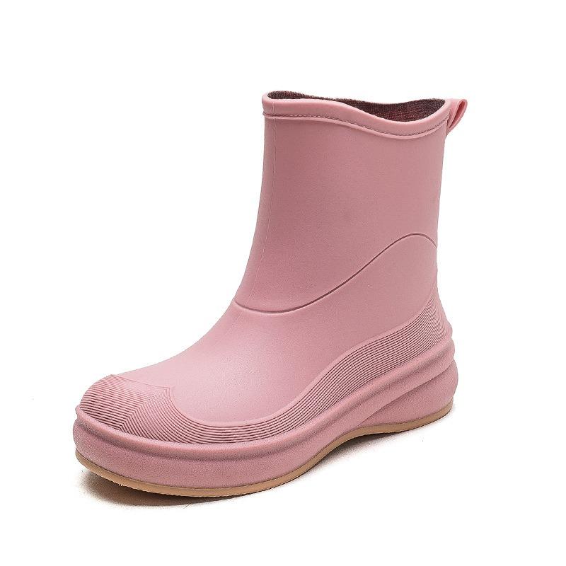Outdoor Rain Shoes Fashionable Adult Waterproof Shoes Warm Short Rain Boots Women's Velvet Thick-soled Non-slip Versatile Rubber Shoes