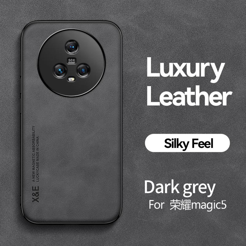 For Honor Magic5 Magnetic Case Matte Leather Cover Honor Magic5 Magic5 Lite Camera Shell Shockproof Fundas Honor Magic 4 Pro on