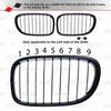 For BMW 7 Ser F01 F02 2013~16 M-PerFitmance 9 BAR Kidney Grille 3 Color Covers