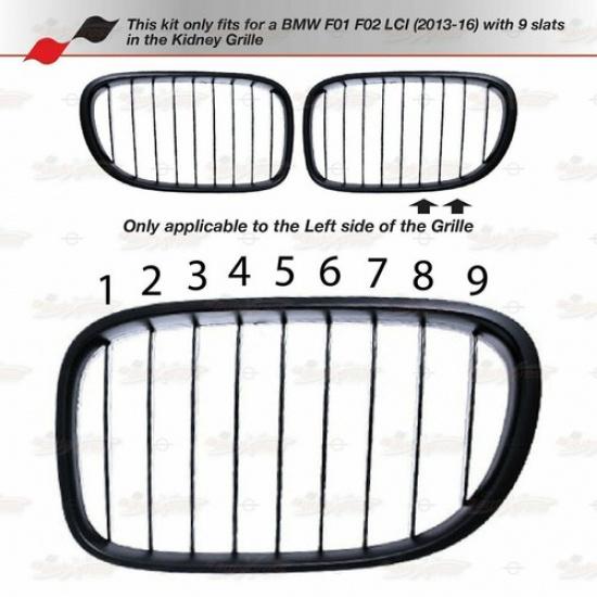 For BMW 7 Ser F01 F02 2013~16 M-PerFitmance 9 BAR Kidney Grille 3 Color Covers