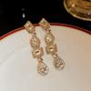 Silver Needle Diamond Elliptical Geometric Earrings Vintage Court Temperament Earrings Niche Premium Earrings