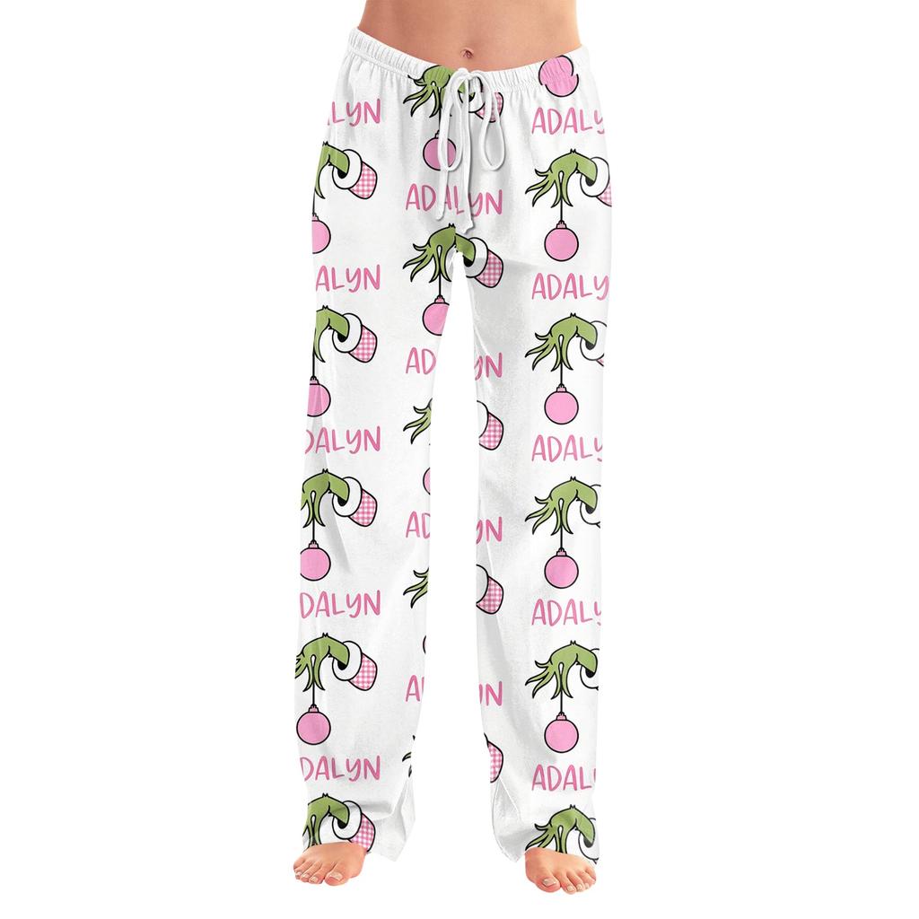 Women's Christmas Print Pajama Pants with Elastic Waist and Casual Sleep Bottoms for Holiday Home Wear