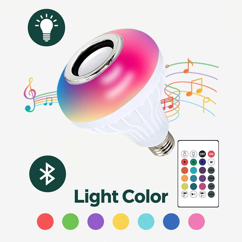 

E27 12W LED Infrared RGBW Music Bulb with Remote Control Color Adjustment Music Player Indoor Bedroom Mood Light