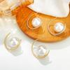 Geometric C-Shaped Pearl Earrings Women Trendy Ins Style Alloy Studs With 14K Gold Plated Post