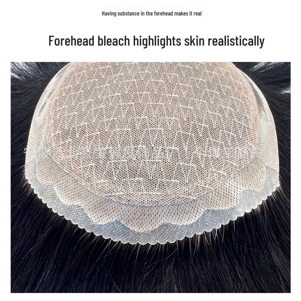 Men’s Natural-Look Clip-In Toupee: Seamless, Realistic Scalp, Bleached, Permable & Dyeable Hairline.