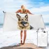 Aquarell Deutscher Schäferhund Strandtuch Weiche Mikrofaser Schnelltrocknend Saugfähig Schnelle Handtücher Für Pool