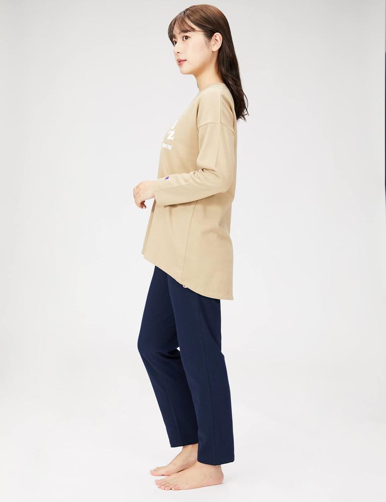 Champion Long Sleeve Loungewear with Brushed Fleece Size L Women's Lining, Beige,