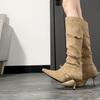 French boots women's stilettos winter with coat high boots 2025 new design Maillard boots