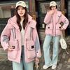 Color Matching Down Cotton Clothes Women's Medium and Long 2025 New Hooded Waist Winter Fashion Loose Thickened Warm Jacket