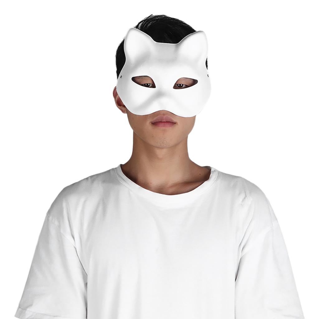 5 Pcs White Mask Adult Blank DIY Drawing Mask Halloween Costume Party Accessory(Cat Face)