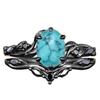 Luxury European and American New RING Alloy Inlaid Turquoise Ring, Electroplated Gun Black Women's Engagement Ring