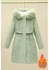 Women's Mid-Length Winter Parka: Thickened Velvet, Korean Style, Loose Fit, Large Fur Collar Cotton Jacket