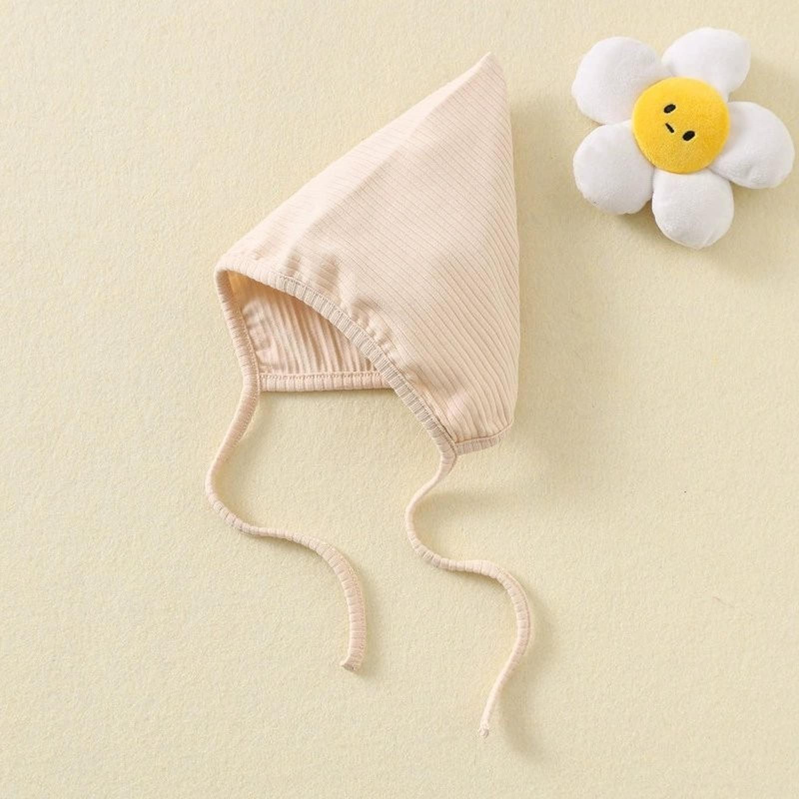 

Однотонная шапочка-пустышка в корейском стиле - Шапочка для малышей 6M бежевый