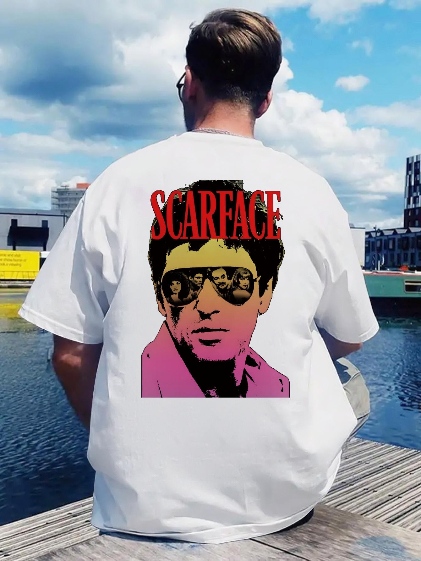 Scarface Graphic T-shirt - Bold Red Short Sleeve Tee with Iconic Character Design XL