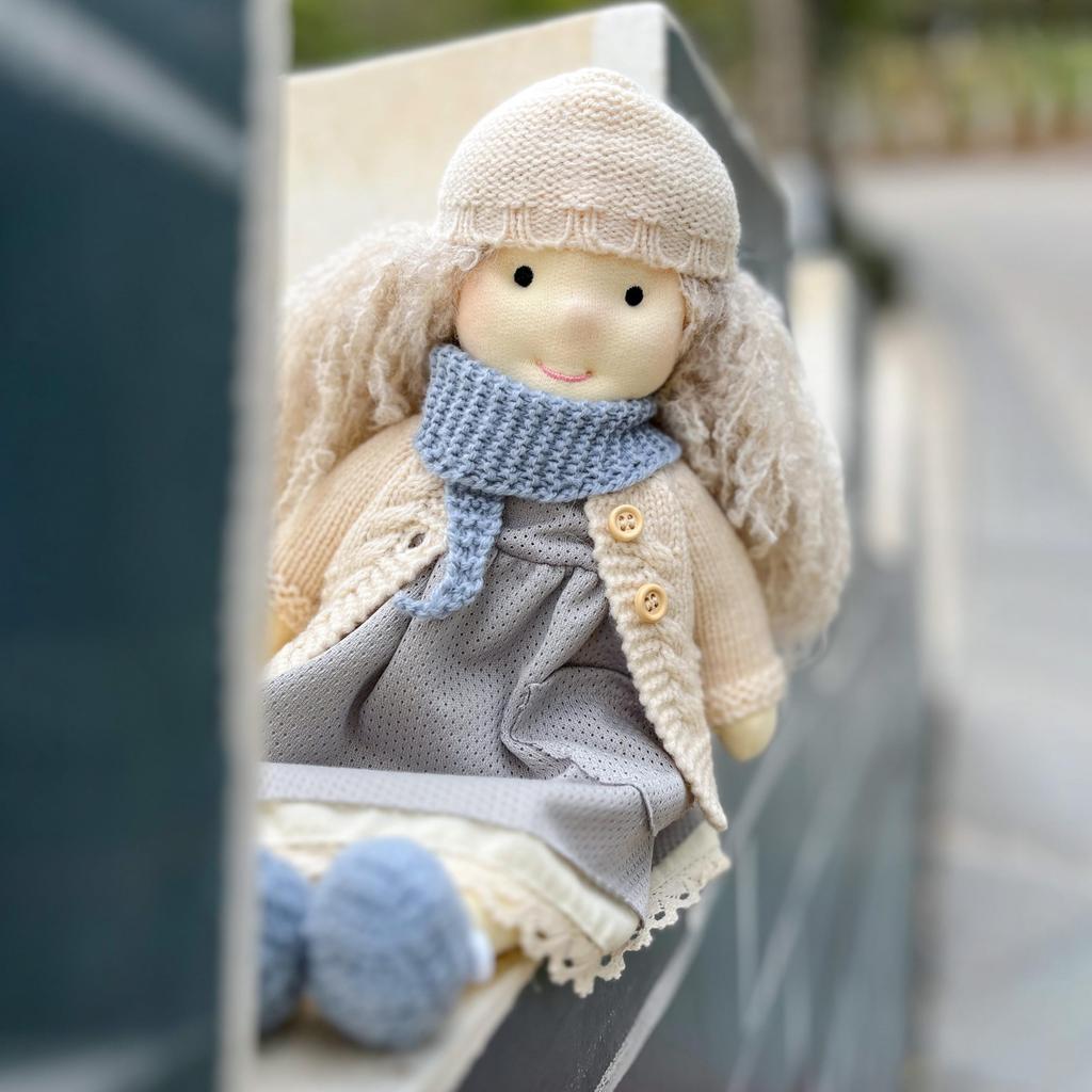 BlissfulPixie Waldorf Handmade Magda Cute Plush Girl Perfect for Kids Doll, Doll, 30cm, Soft, Doll,