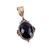 Natural Black Onyx Gemstone 925 Solid Sterling Silver Two Tone Pendant 1.5" R9I63