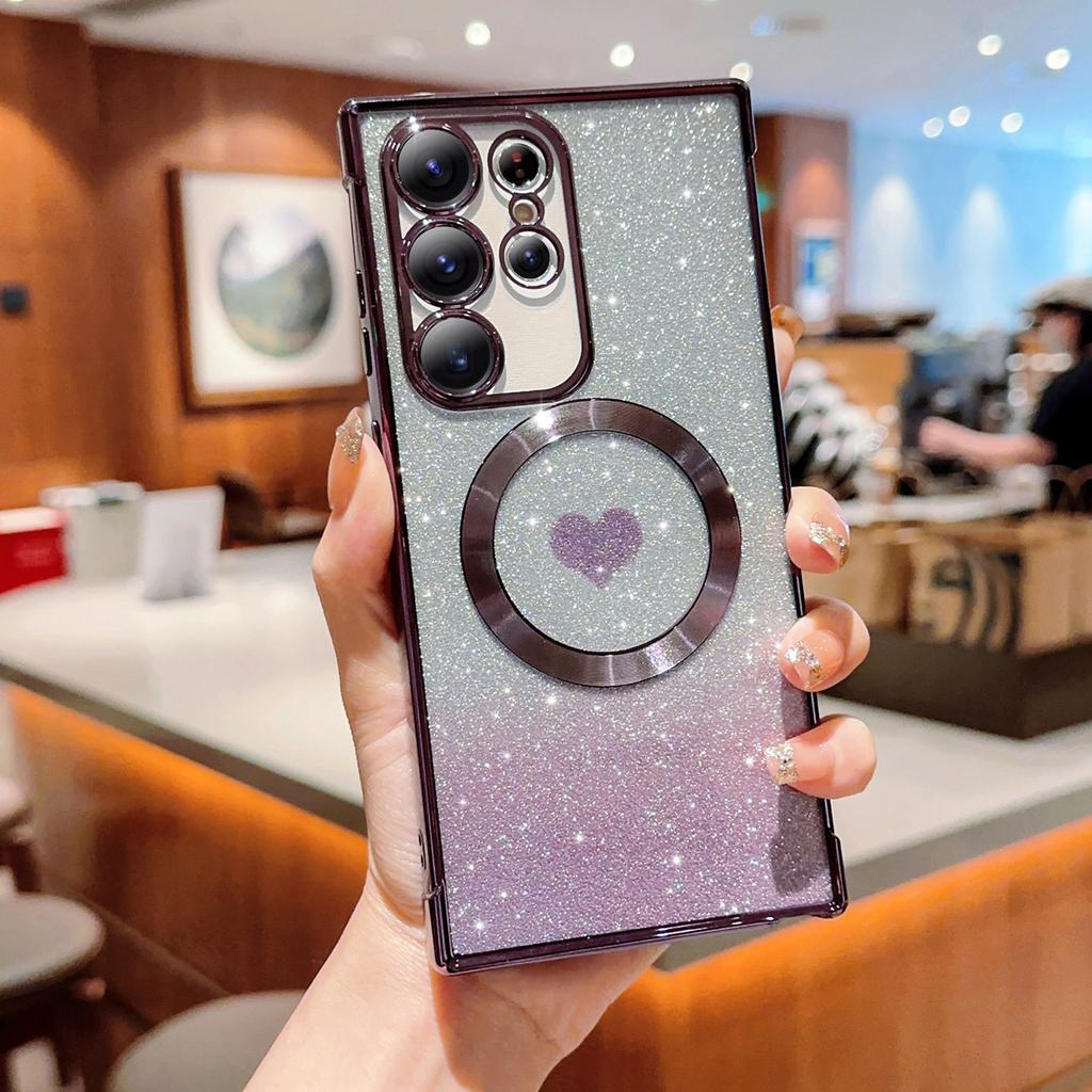 For Samsung Galaxy S25 Ultra Case Gradient Sparkle TPU Phone Cover Compatible with MagSafe