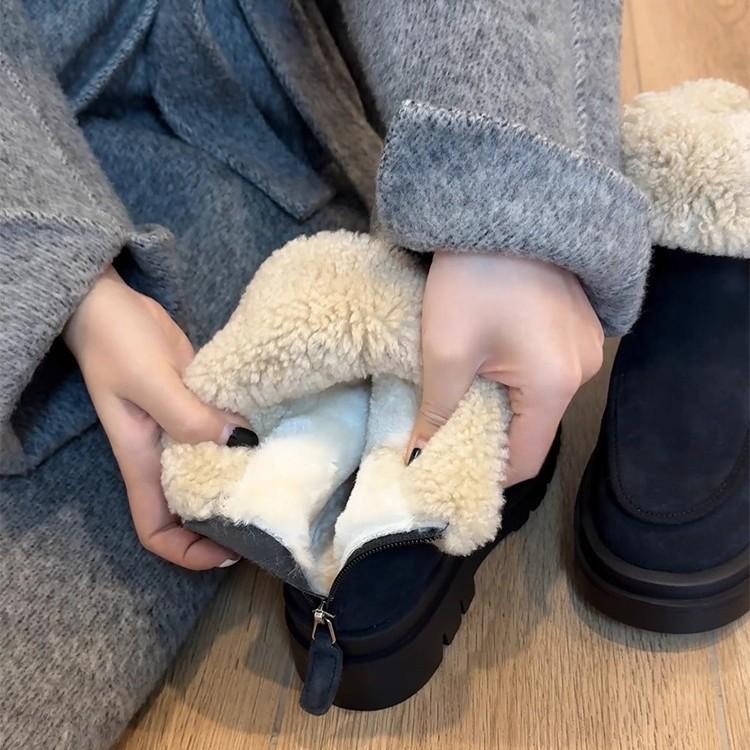Women's Lightweight Thick Sole Winter Warm Fur One Snow Boots Plush Lamb's Wool Lined Non-slip Casual Sports Cotton Boots Cotton Shoes Sneakers