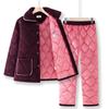 Langsha Women's Winter Coral Fleece Quilted Thermal Pajama Set