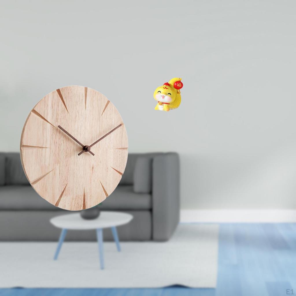 Wood Wall Clock Creative Decorative Non Ticking Silent for Office Restaurant Cartoon Snake Statue