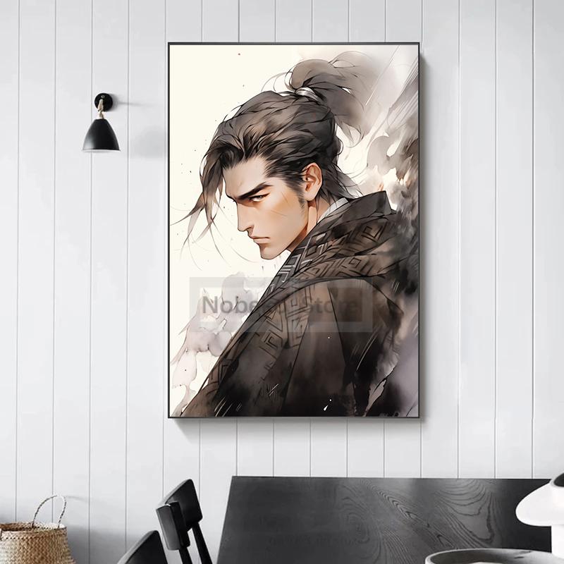 Chinese Style Swordsman Poster Ancient Customs Handsome Prints Canvas Painting Wall Art Pictures Home Living Room Modern Decor