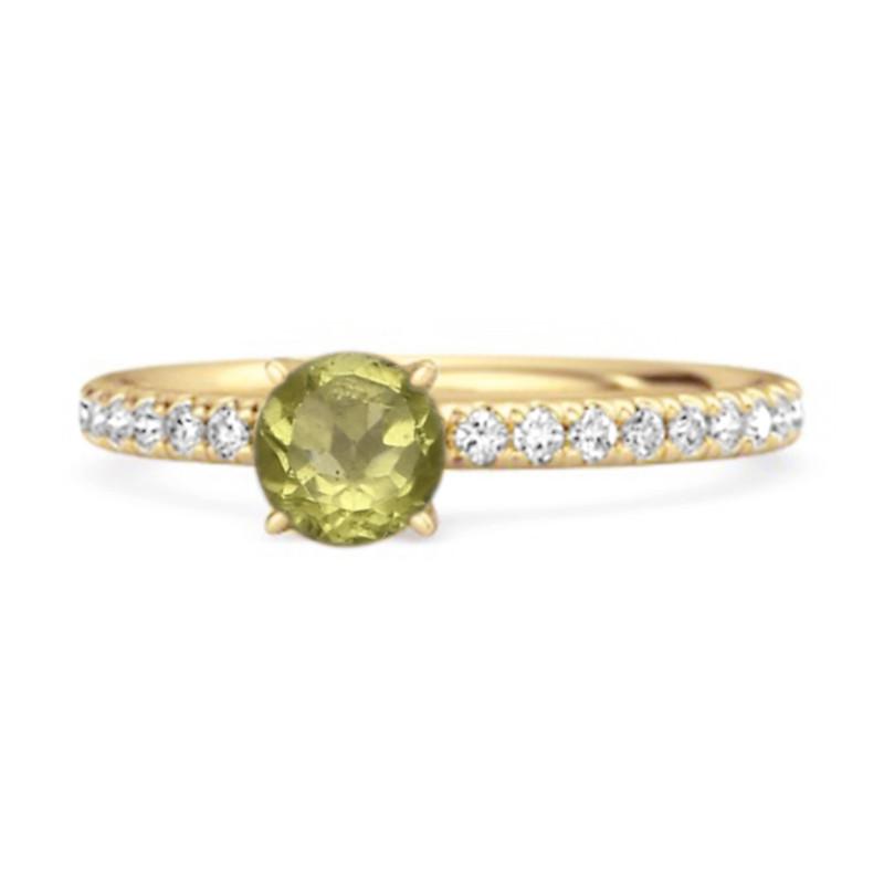 

Peridot Round Soliatire Ring - Sterling Silver Gold Vermeil 11 золотий/жовтий