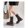 Retro Fashion Maillard Brown Martin Boots Women's 2025 New Autumn and Winter Two Wear Heightened Thick-soled Medium Boots