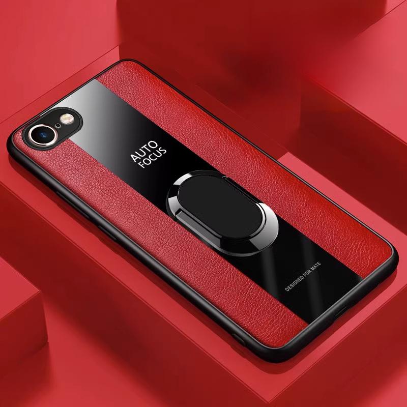 

Для iPhone 16E 16 E Магнитный чехол-подставка с кольцом для iPhone SE 4 2025 5G Роскошный чехол из искусственной кожи с мягким силиконовым противоударным покрытием For iPhone 16E красный
