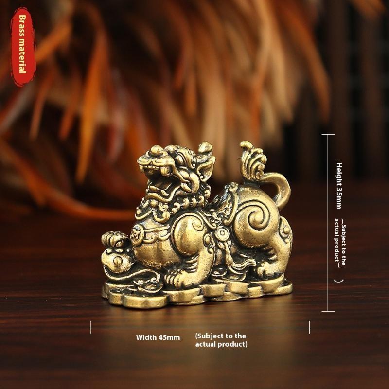 Pure Brass Ingot Lion Vintage Old Objects Home Decoration Office Desk Surface Panel Tea Ornaments Crafts Brass Ornaments