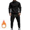 Autumn and Winter Men's Casual Velvet Warm Zipper Sports Trousers Set