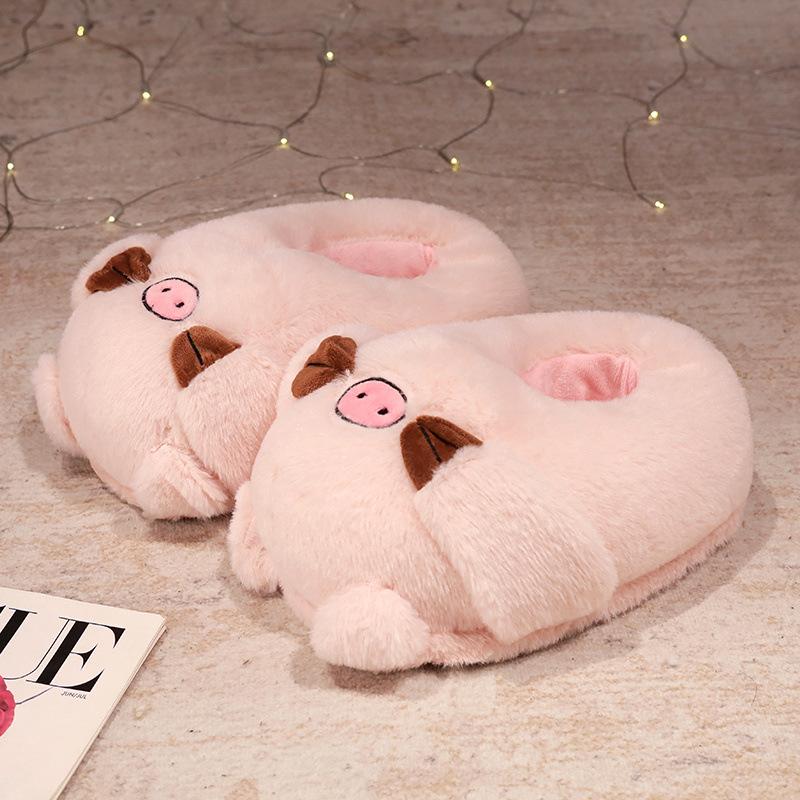 Fashion Women Home Floor Fluffy Slippers Winter Warm Shoes Cute Cartoon Animals Soft Faux Fur Couples Indoor House Bedroom Cotton Shoes