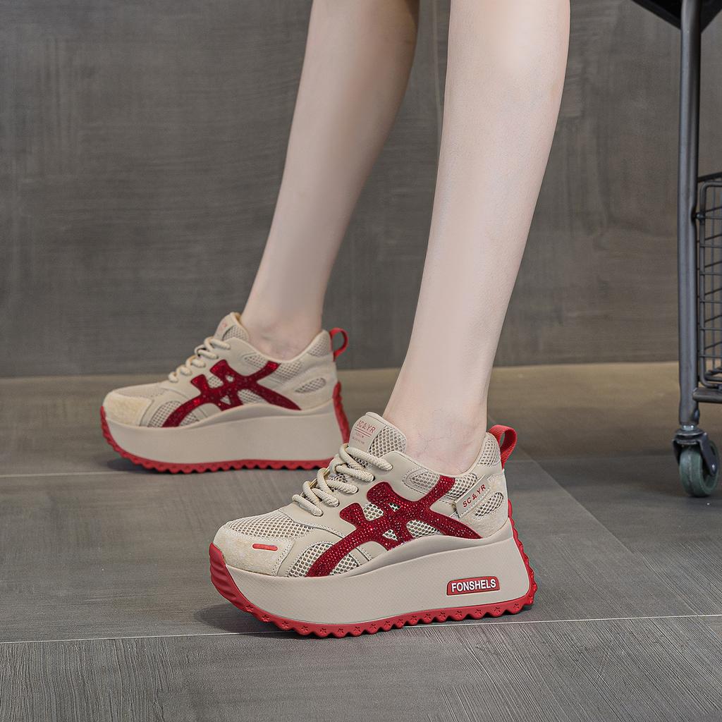 Thick-soled small Forrest Gump shoes women's 2025 autumn new light luxury explosion casual fashion heightening sports little white shoes