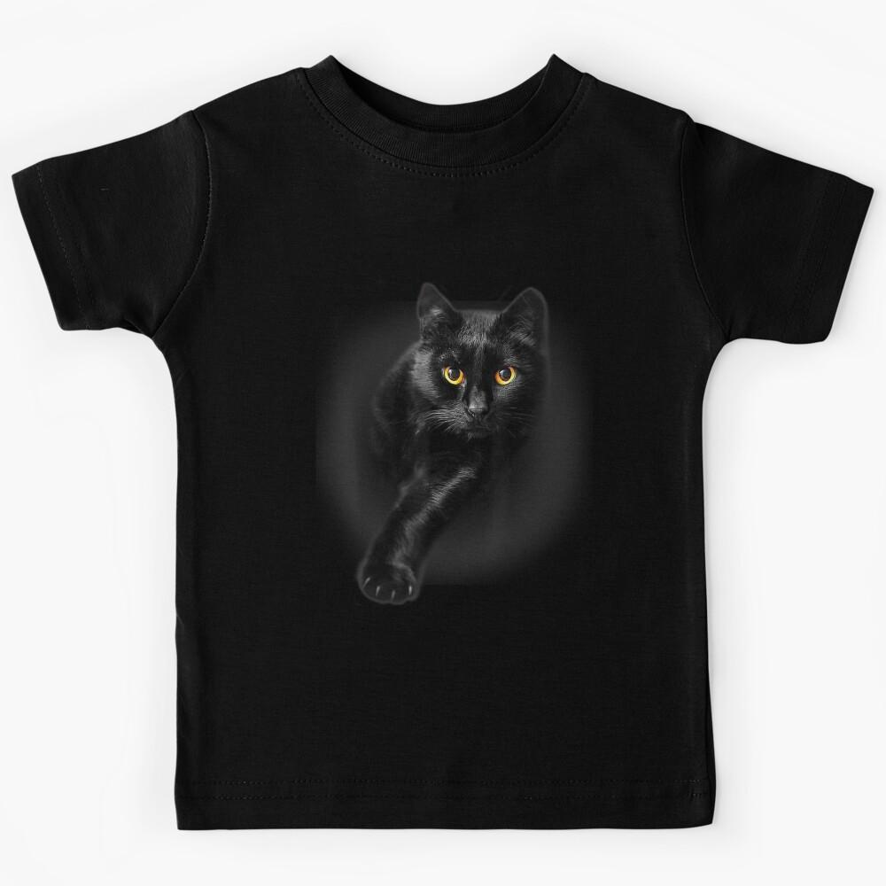 Black Cat Yellow Eyes Cats Kids T-Shirt 170